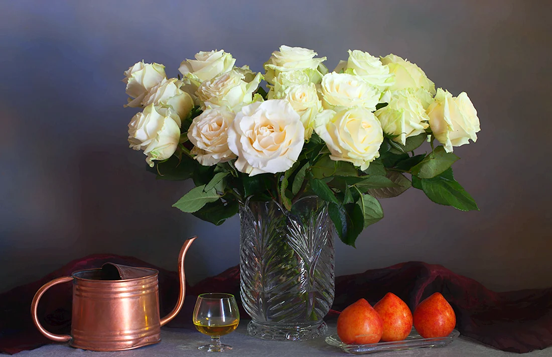 «Цветы в вазе на Мраморном столе» Симон сен-Жан