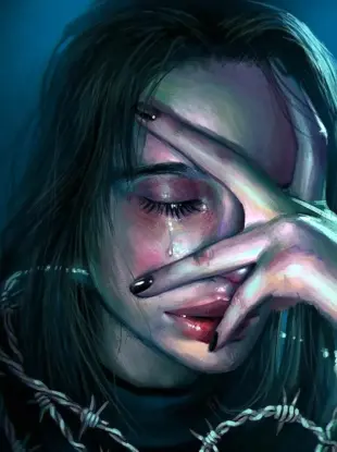 Девушка плачет арт