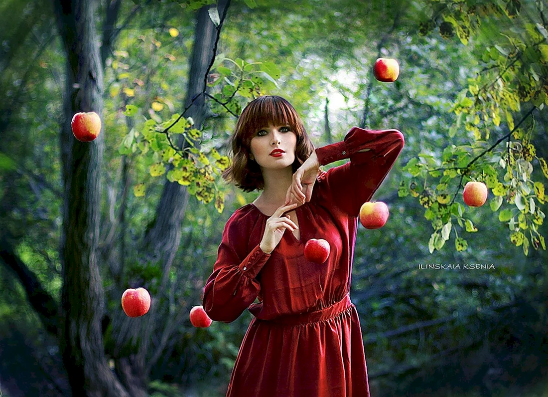 Фотосессия с яблоками
