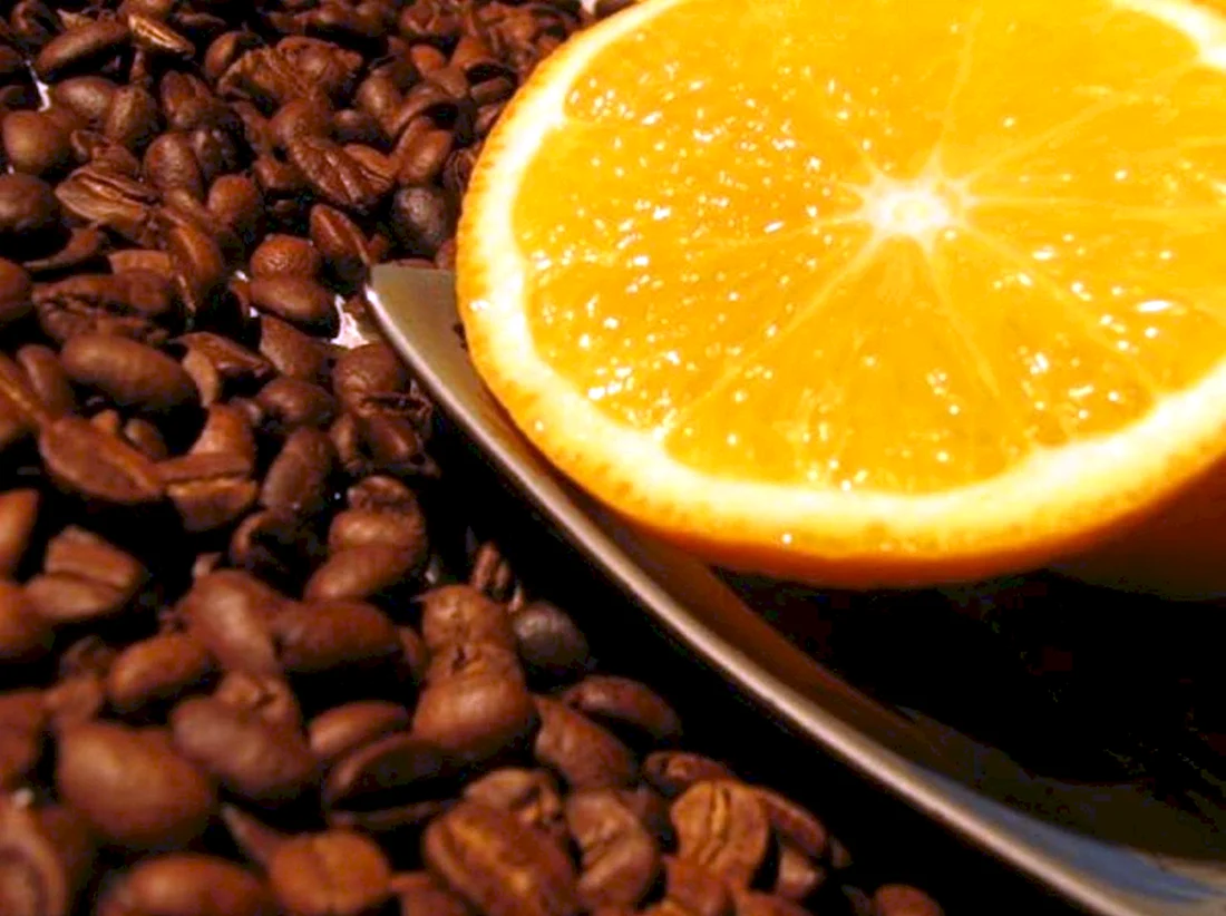 Кофе в зернах с апельсином