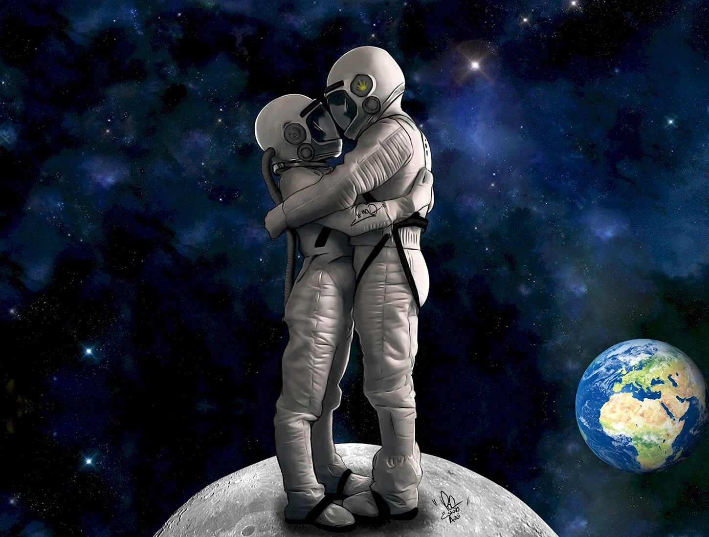 Космонавты обнимаются