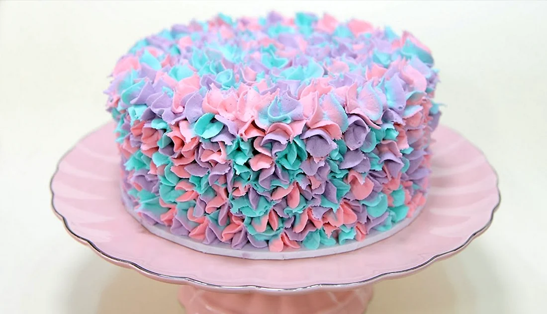 Кремовый торт розово голубой