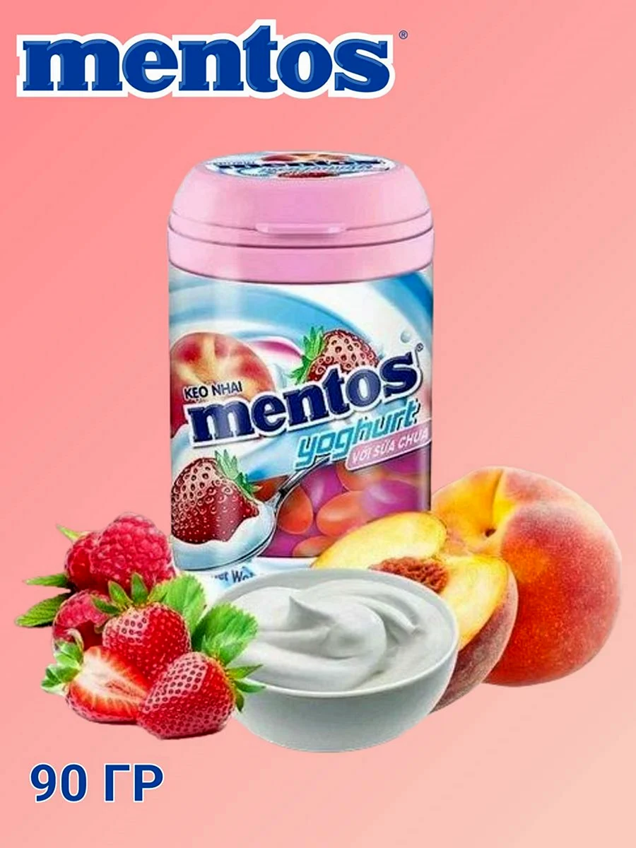 Ментос конфеты йогурт персик клубника 90гр