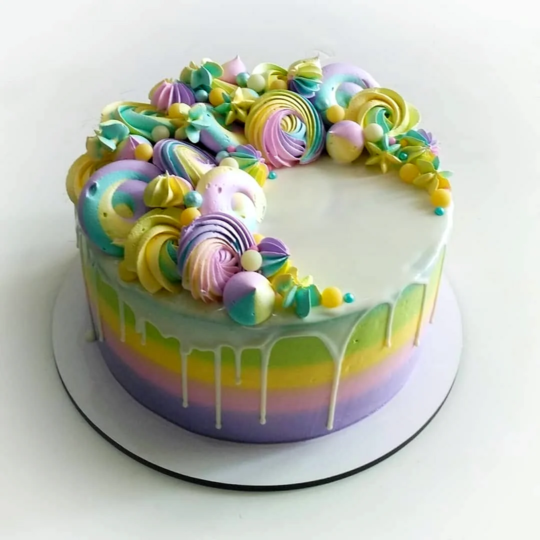 Радужный торт с зефирками