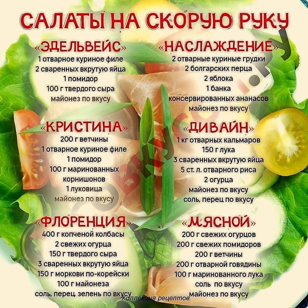 Рецепты салатов в картинках