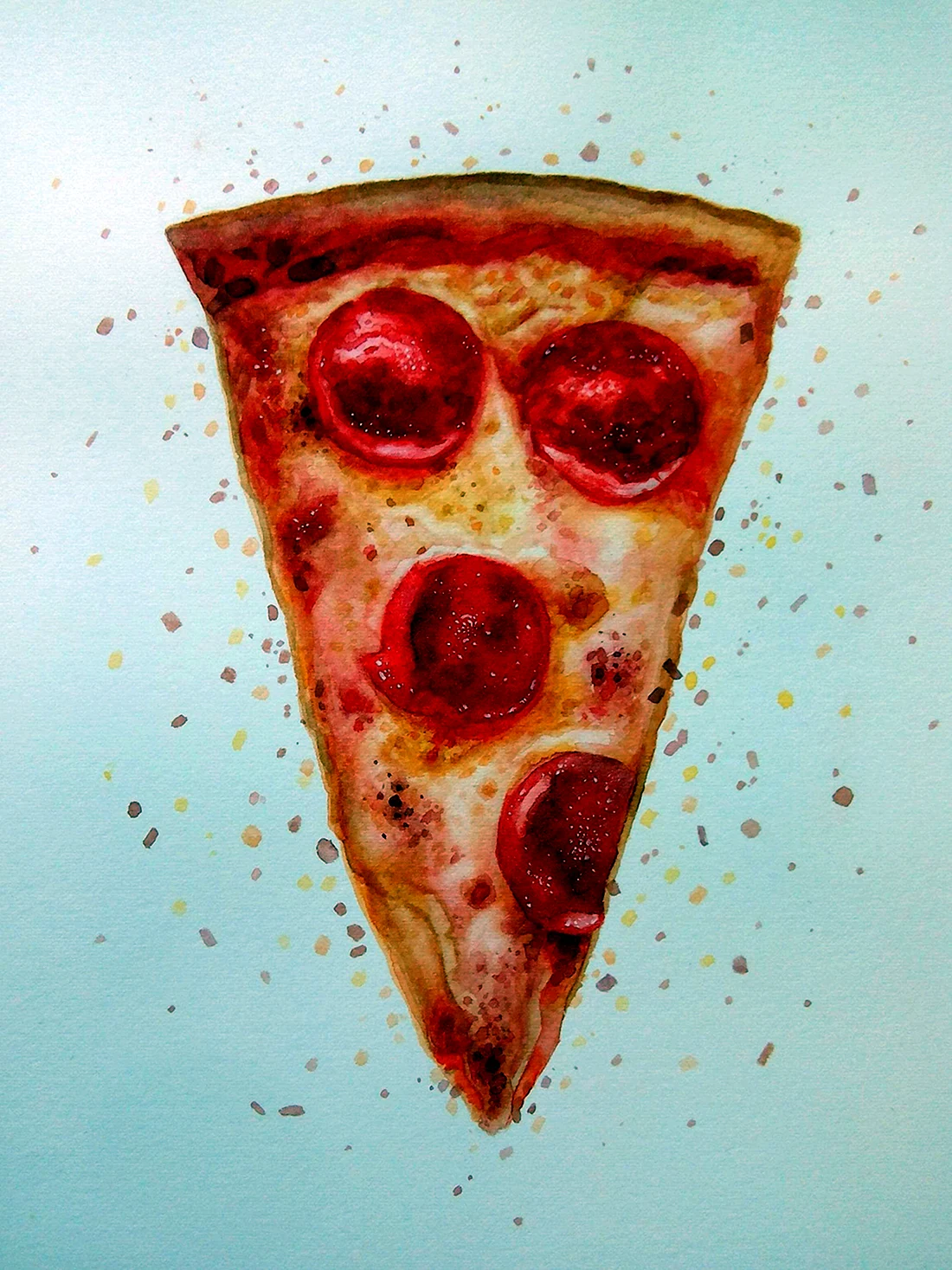 Рисование красками пицца