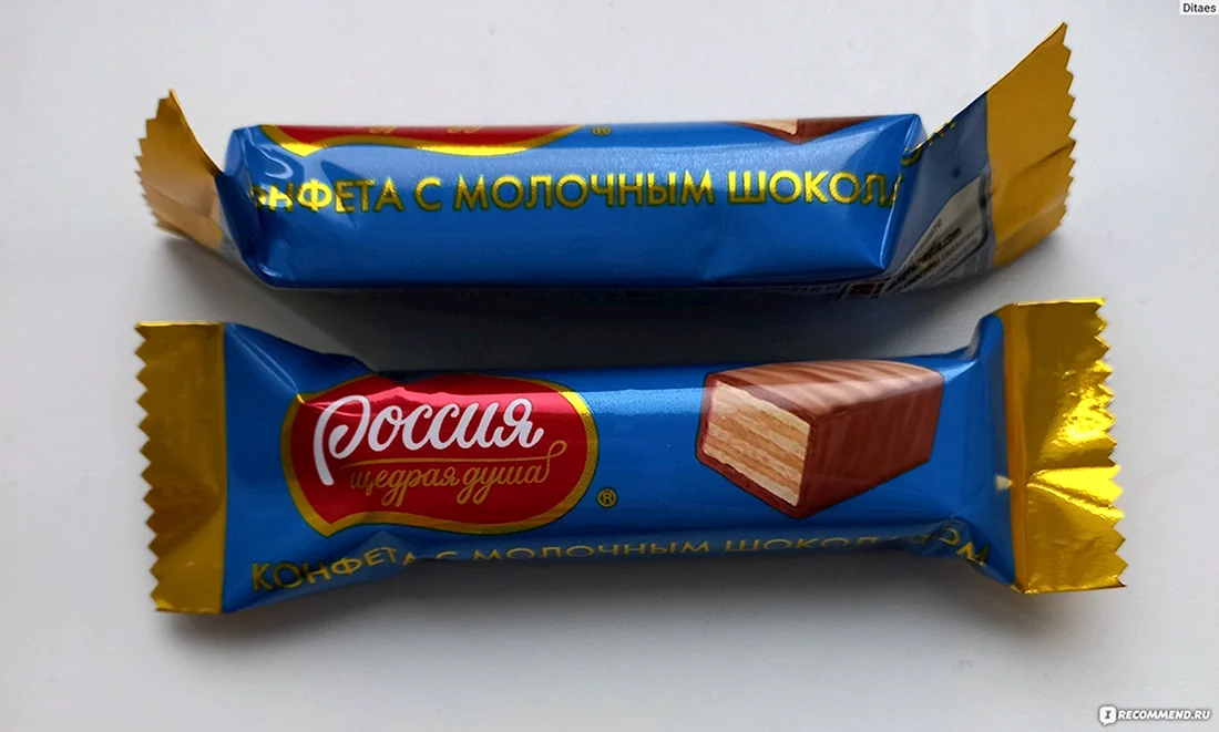 Россия щедрая душа конфеты с вафлей