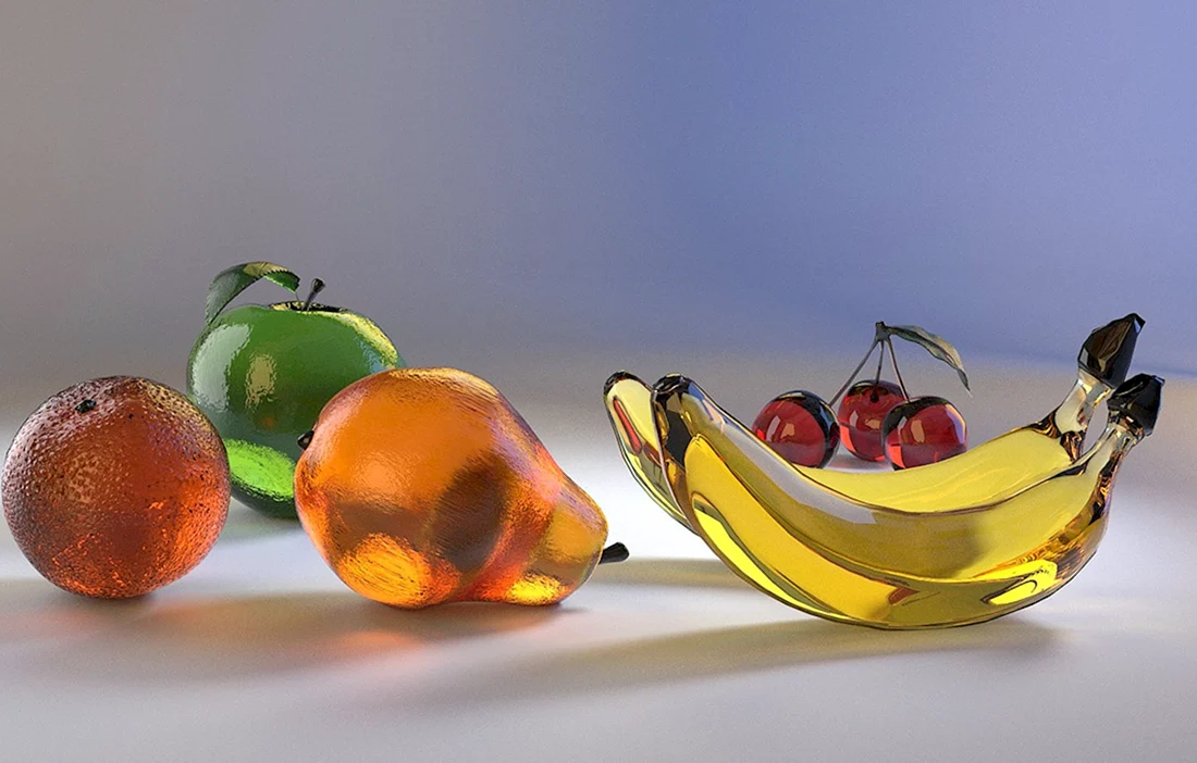 Стеклянные фрукты и овощи