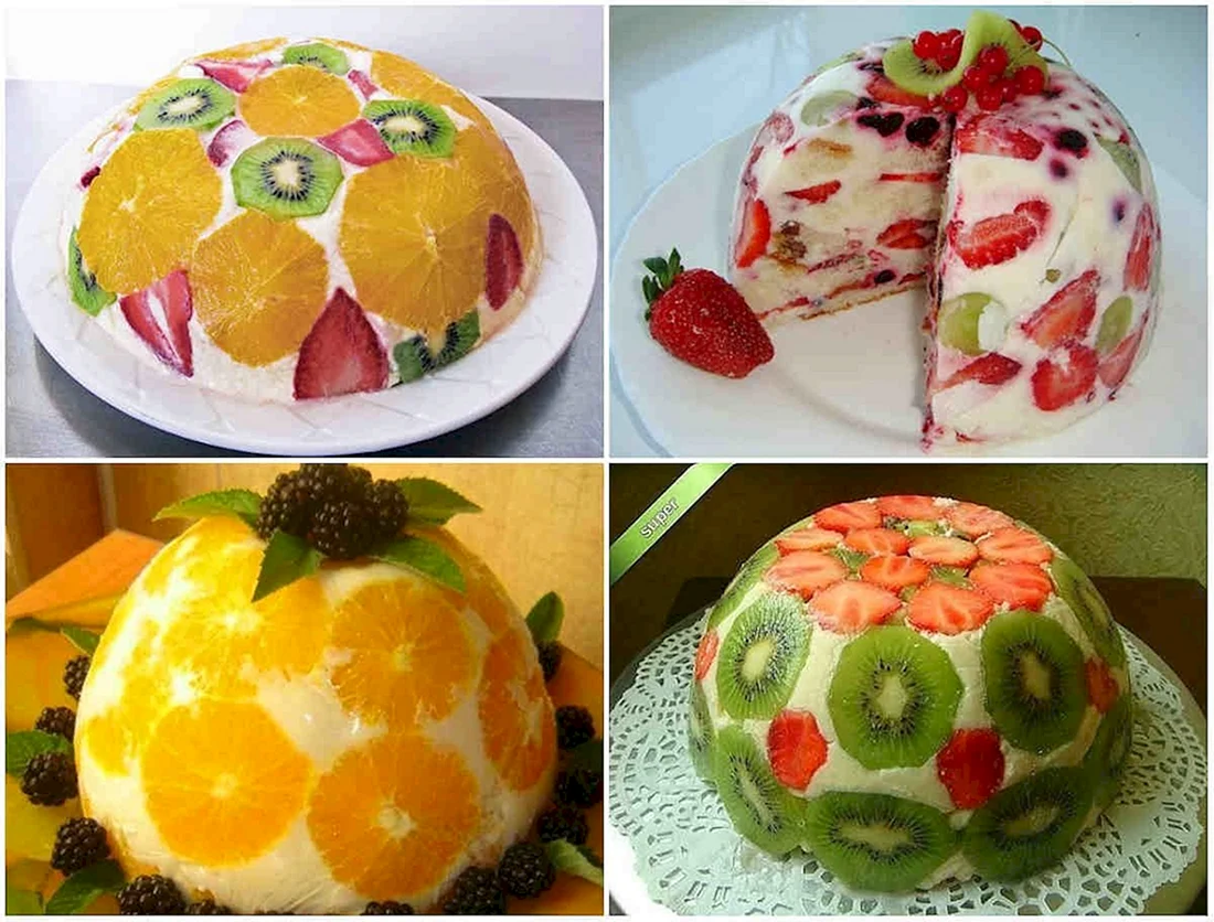 Торт без выпечки с фруктами