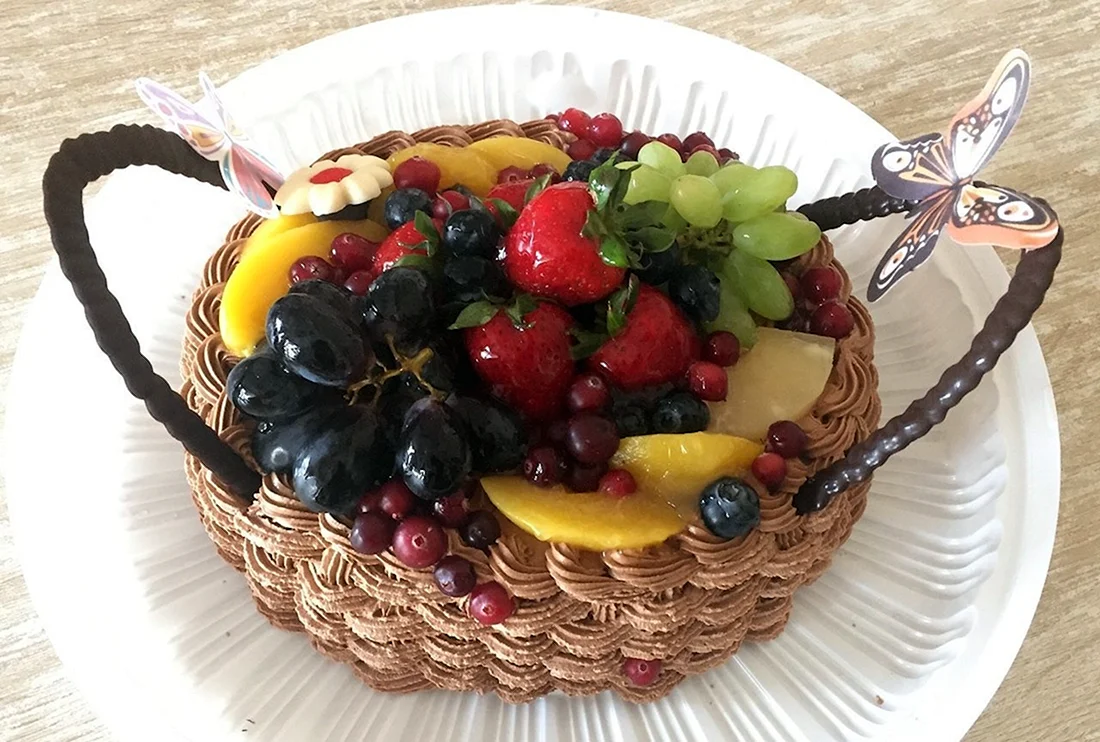 Торт Песочная корзина с фруктами