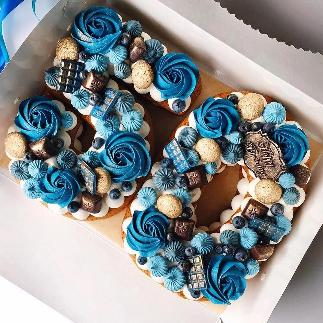 Торт цифра синий декор