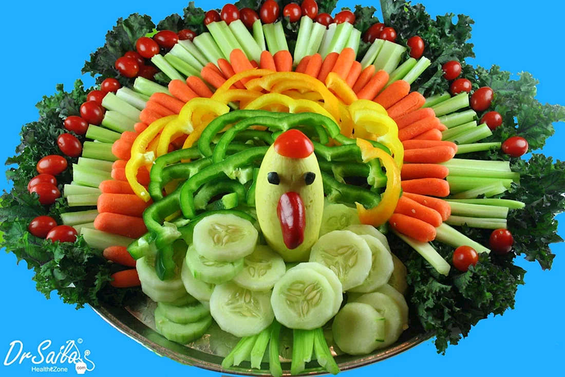 Украшения из овощей и фруктов для праздничного стола